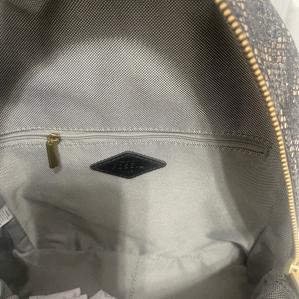 Fossil Black and Gold Patterned Backpack - Picture 11 of 13